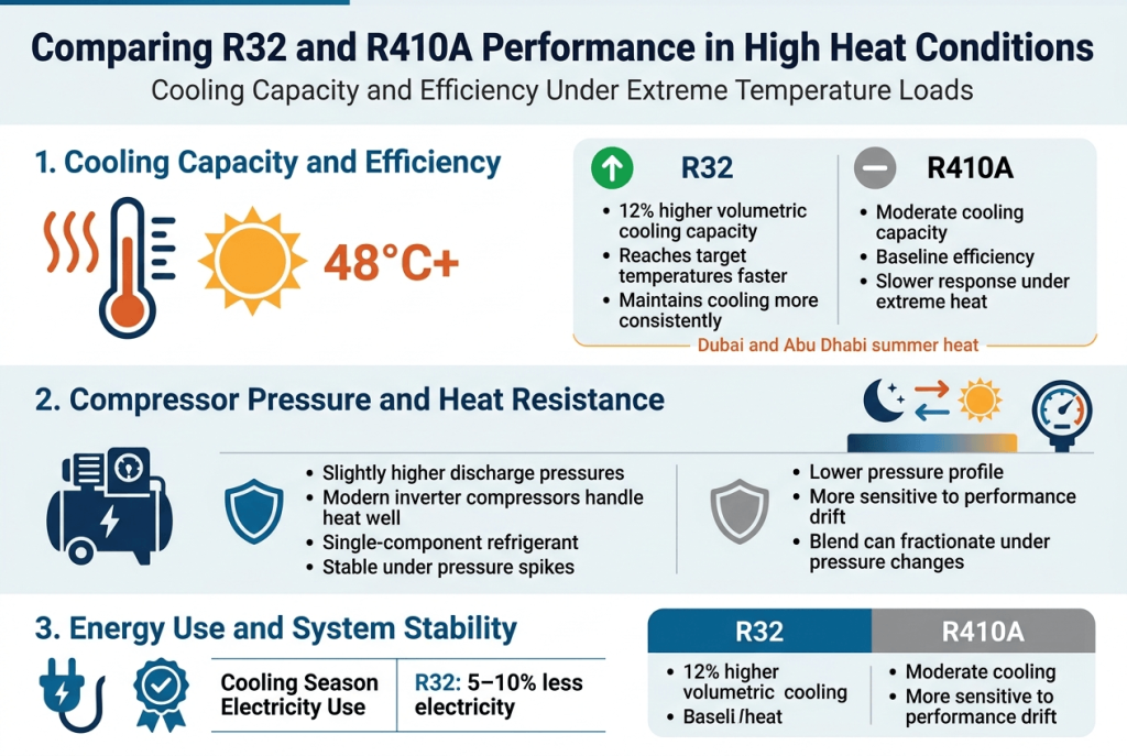 Comparing R32 and R410A Performance in High-Heat Conditions